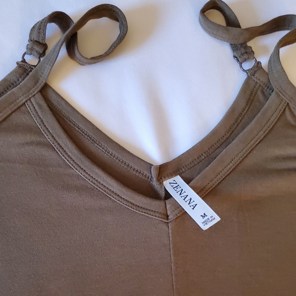 Zenana Cami Spaghetti Strap Dark Army Green Maxi Dress With Pockets Size M - Picture 3 of 6